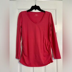 Motherhood Long-sleeved Side Ruched V-neck Tee